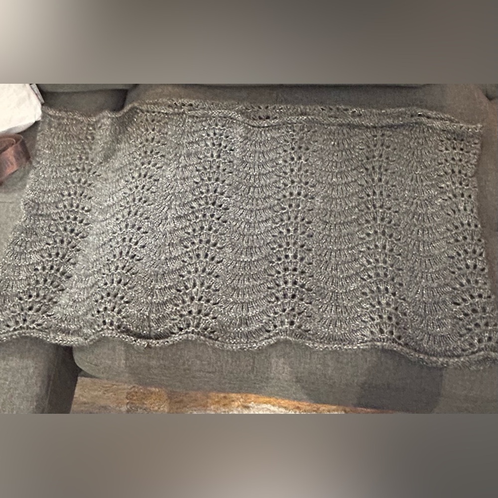 Gray Knit Infinity Scarf Lightweight Winter Wrap